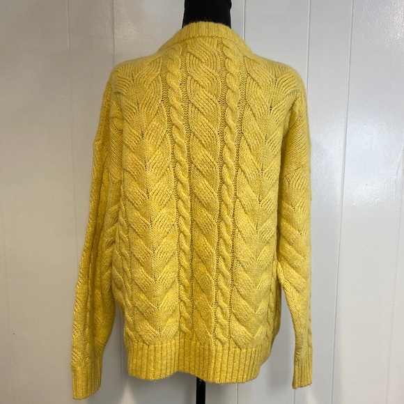 Primark Sweater Oversized Cable Cabincore Knit Bright Yellow Size Medium Large - Picture 5 of 9